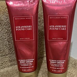 Bath & Body Works LOT 2 Strawberry Pound Cake Body Cream Lotion 8 oz  New